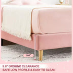 SunnyFurn Cadre de lit plateforme avec tête de lit capitonnée douce Design Princesse, lattes en bois robustes, sans bruit, sommier tapissier non requis, assemblage facile