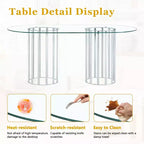 GDFStudio Arvion 8-Person Glass and Metal Dining Set with Faux Leather Upholstered Chairs