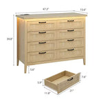 8 Drawer Modern White Dresser with Built-in Power Outlet & LED Light, Spacious Chest of Drawers for Bedroom & Living Room