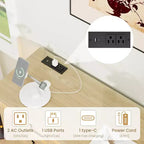 8 Drawer Modern White Dresser with Built-in Power Outlet & LED Light, Spacious Chest of Drawers for Bedroom & Living Room