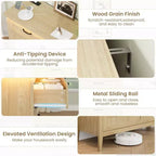 8 Drawer Modern White Dresser with Built-in Power Outlet & LED Light, Spacious Chest of Drawers for Bedroom & Living Room