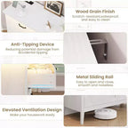 8 Drawer Modern White Dresser with Built-in Power Outlet & LED Light, Spacious Chest of Drawers for Bedroom & Living Room