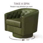 Dyonery Swivel Barrel Accent Chair,Modern Nailhead Armchair, 360 Modern Comfy Reading Chair for Living Room & Bedroom
