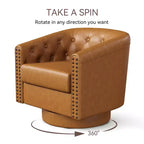 Dyonery Swivel Barrel Accent Chair,Modern Nailhead Armchair, 360 Modern Comfy Reading Chair for Living Room & Bedroom