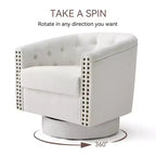 Dyonery Swivel Barrel Accent Chair,Modern Nailhead Armchair, 360 Modern Comfy Reading Chair for Living Room & Bedroom