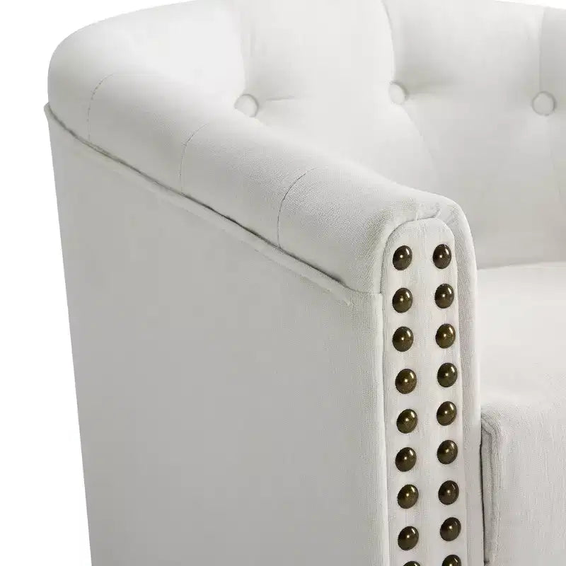 Dyonery Swivel Barrel Accent Chair,Modern Nailhead Armchair, 360 Modern Comfy Reading Chair for Living Room & Bedroom