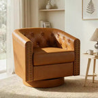 Dyonery Swivel Barrel Accent Chair,Modern Nailhead Armchair, 360 Modern Comfy Reading Chair for Living Room & Bedroom