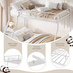 Metal Twin Over Full Bunk Bed for Adults & Teens, Low Profile Bunk Bed with Safety Guardrail and Ladder, No Box Spring Needed, Space-Saving