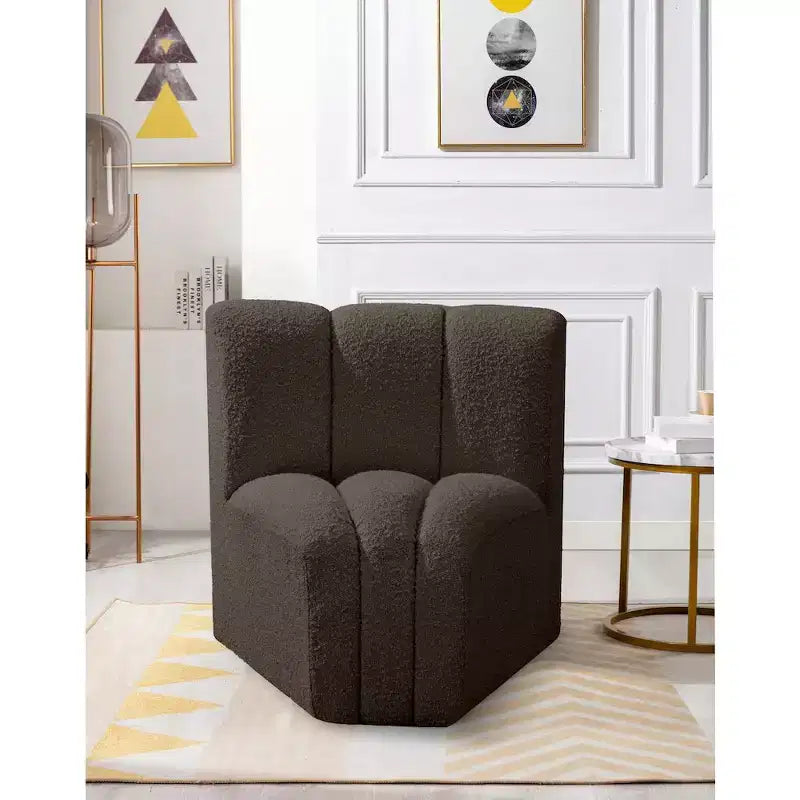 Meridian Furniture Arc Boucle Fabric Curved Corner Chair