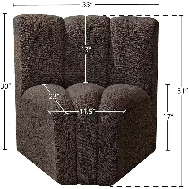 Meridian Furniture Arc Boucle Fabric Curved Corner Chair