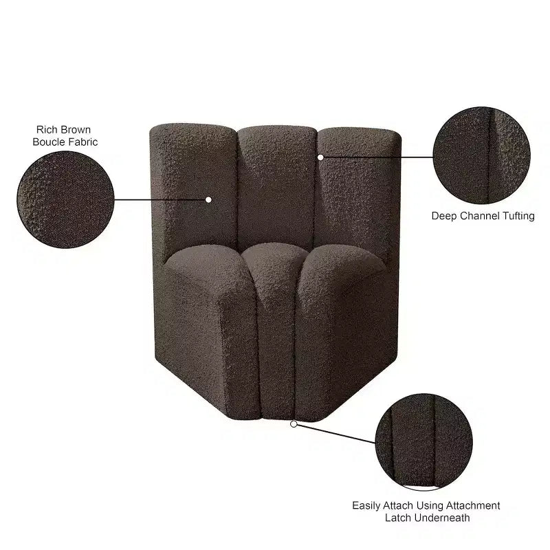 Meridian Furniture Arc Boucle Fabric Curved Corner Chair