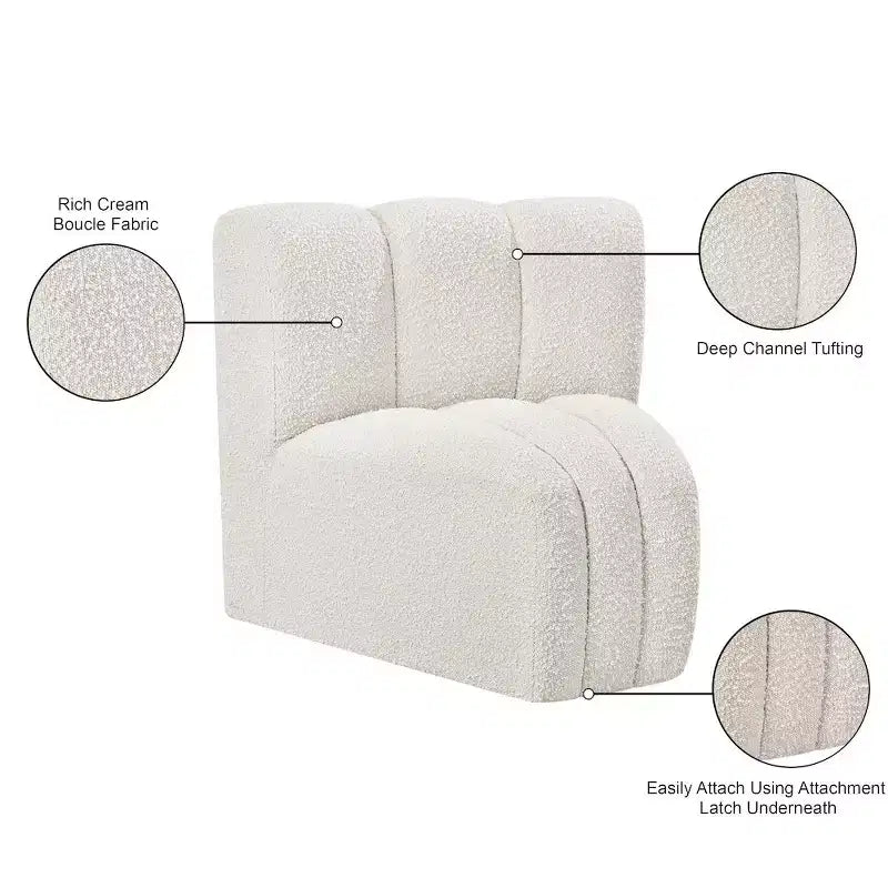 Meridian Furniture Arc Boucle Fabric Curved Corner Chair