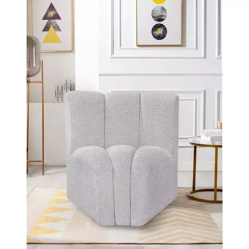 Meridian Furniture Arc Boucle Fabric Curved Corner Chair