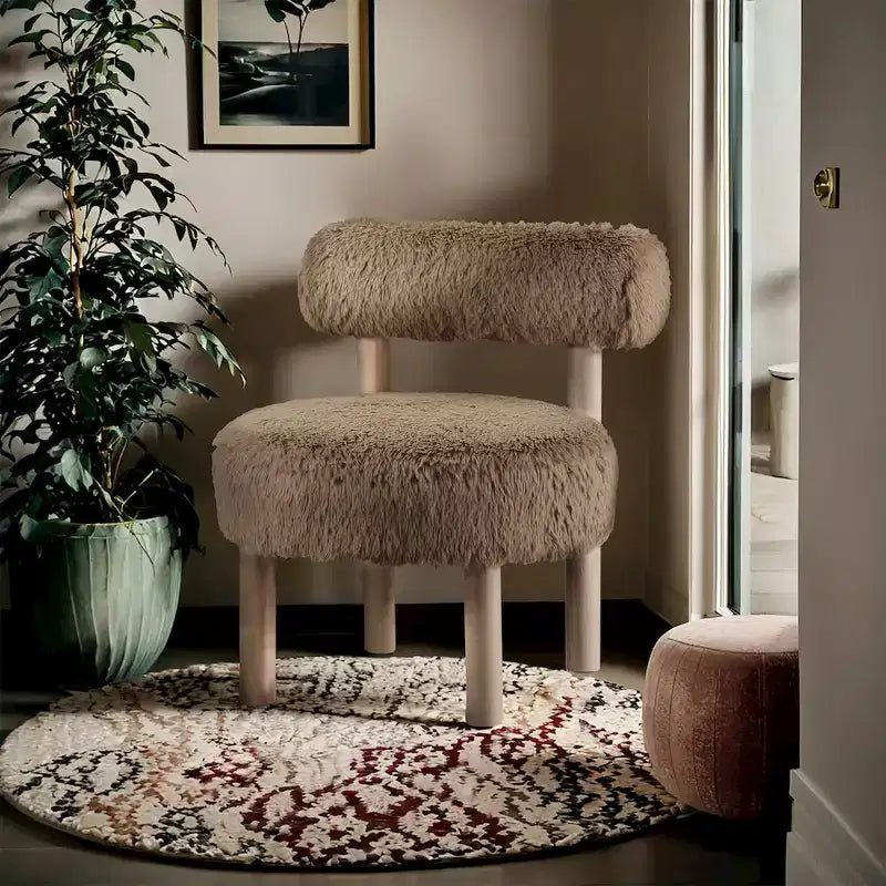 Meridian Furniture Ambre Vegan Shearling Fabric Chair