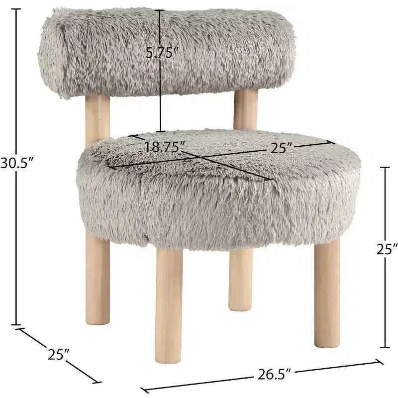 Meridian Furniture Ambre Vegan Shearling Fabric Chair