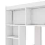 Lit mezzanine Queen surélevé avec étagères de rangement et armoire, cadre de lit mezzanine en bois massif avec bibliothèque et espace sous le lit pour dortoir et appartement