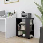 vidaXL Meuble de rangement noir, bois d'ingénierie 60x35x75 cm, à roulettes