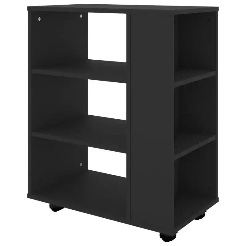 vidaXL Meuble de rangement noir, bois d'ingénierie 60x35x75 cm, à roulettes