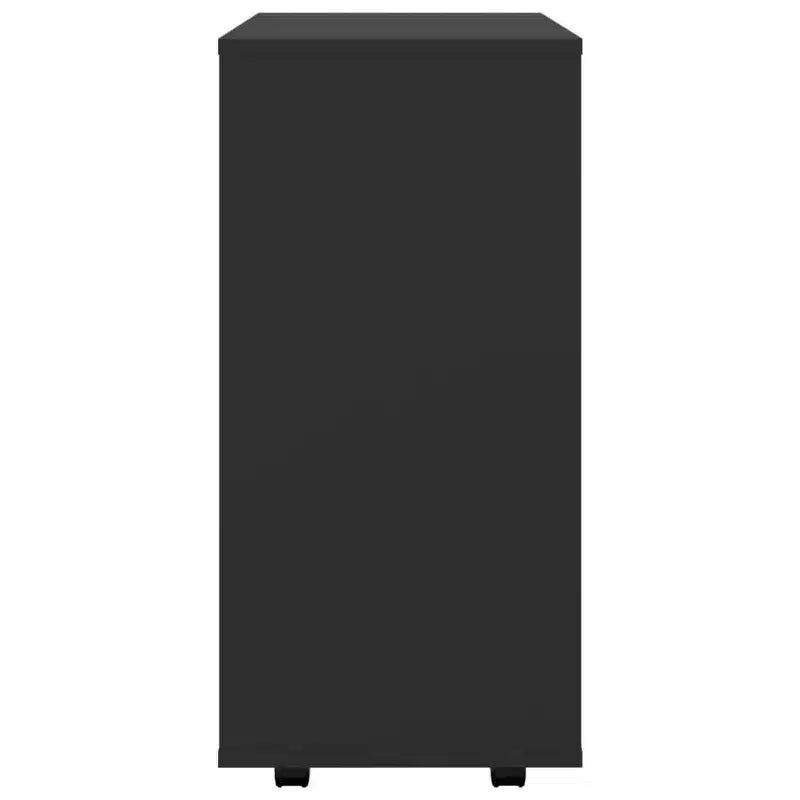 vidaXL Meuble de rangement noir, bois d'ingénierie 60x35x75 cm, à roulettes