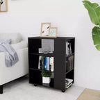 vidaXL Meuble de rangement noir, bois d'ingénierie 60x35x75 cm, à roulettes