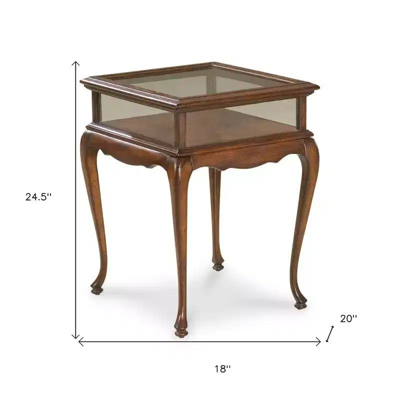 HomeRoots 25 Dark Brown Glass Rectangular End Table