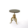 HomeRoots 19 Brass Solid Wood And Iron Height Adjustable Round End Table