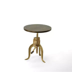 HomeRoots 19 Brass Solid Wood And Iron Height Adjustable Round End Table