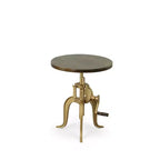 HomeRoots Table d'appoint ronde réglable en hauteur en laiton, bois massif et fer, 19 po