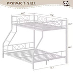Heavy Duty Metal Twin Over Full Size Bunk Bed, Low Profile Bunk Bed with Length Guardrail and Ladder, No Box Spring Needed, Space Saving