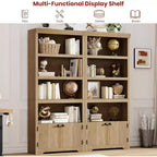 5 Tier Bookshelf, 69'' Tall Farmhouse Bookcase with 2 Doors & Adjustable Shelves - 31.5 W Open Display Storage Rack for Study, Living Room, Black