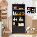 5 Tier Bookshelf, 69'' Tall Farmhouse Bookcase with 2 Doors & Adjustable Shelves - 31.5 W Open Display Storage Rack for Study, Living Room, Black