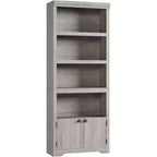 5 Tier Bookshelf, 69'' Tall Farmhouse Bookcase with 2 Doors & Adjustable Shelves - 31.5 W Open Display Storage Rack for Study, Living Room, Black