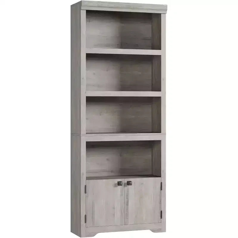 5 Tier Bookshelf, 69'' Tall Farmhouse Bookcase with 2 Doors & Adjustable Shelves - 31.5 W Open Display Storage Rack for Study, Living Room, Black