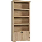 5 Tier Bookshelf, 69'' Tall Farmhouse Bookcase with 2 Doors & Adjustable Shelves - 31.5 W Open Display Storage Rack for Study, Living Room, Black