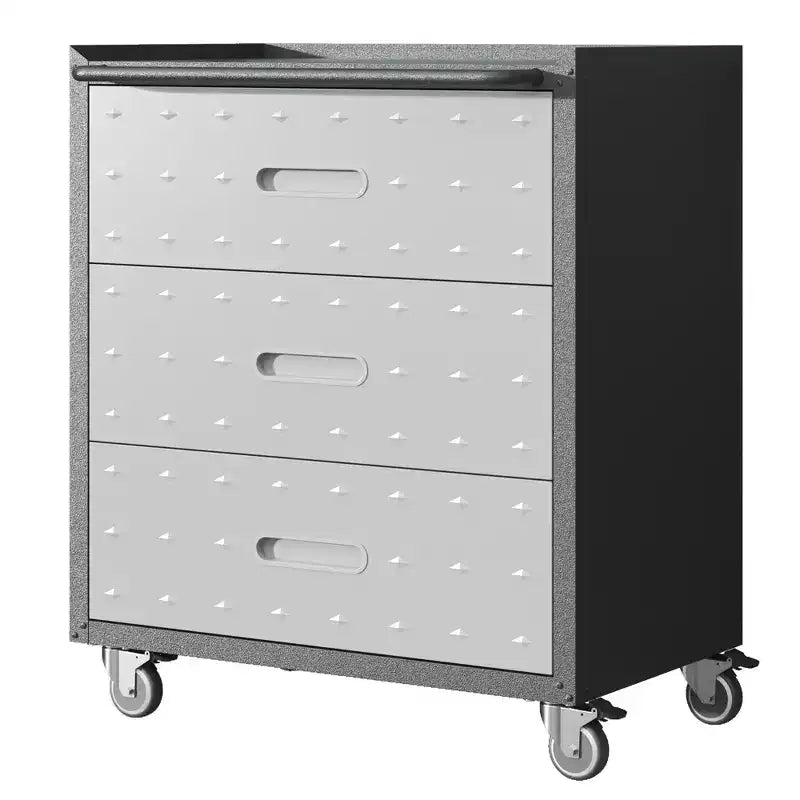Meuble de rangement métallique avec roulettes, Chariot à outils 3 tiroirs pour Garage, Bureau et Solutions d'organisation à domicile