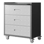 Meuble de rangement métallique avec roulettes, Chariot à outils 3 tiroirs pour Garage, Bureau et Solutions d'organisation à domicile