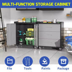 Meuble de rangement métallique avec roulettes, Chariot à outils 3 tiroirs pour Garage, Bureau et Solutions d'organisation à domicile