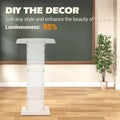 Modern Acrylic Podium Stand  Floor Lectern with Wide Reading Surface & Storage Shelf, Portable for Church, School, Conference  White