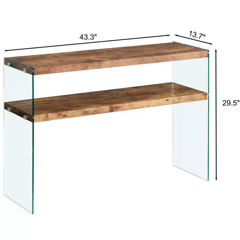 GDFStudio Gibson Modern Wood and Tempered Glass Console Table with Open Shelf