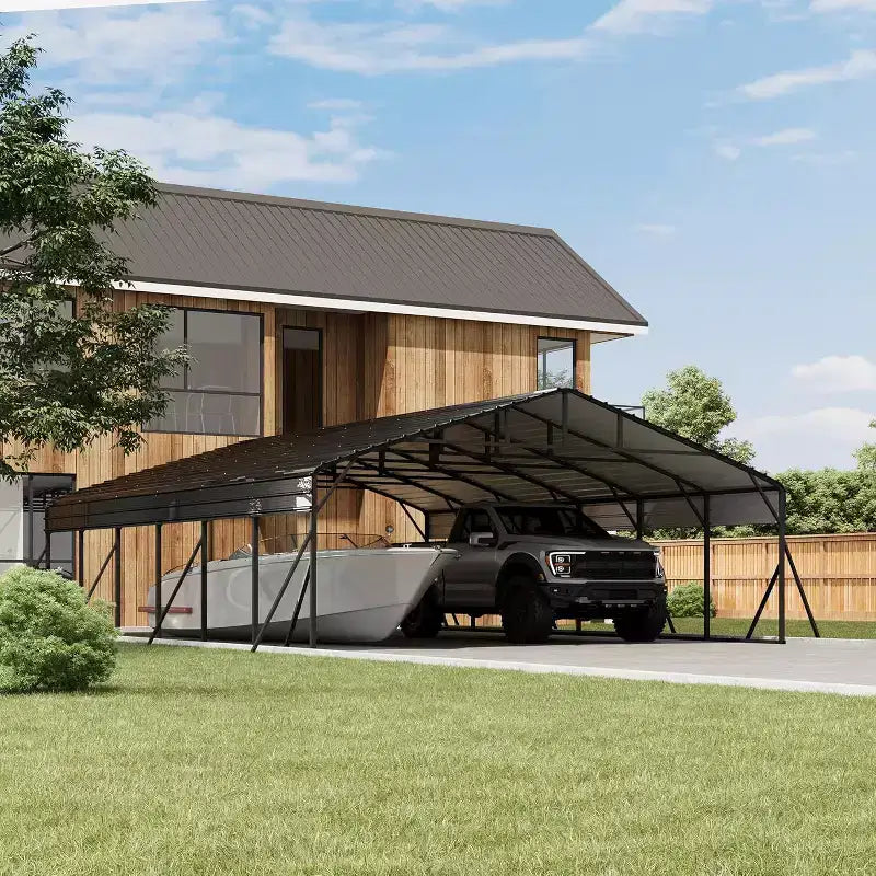 LinTimes 20' x 30' Metal Carport Heavy-Duty All Weather Shelter, Galvanized Steel Roof & Powder Coated Frame for Vehicle Protection & Outdoor Use