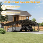 Abri de voiture en métal LinTimes 6,1 x 9,1 m, résistant aux intempéries, avec toit en acier galvanisé et cadre thermolaqué pour la protection des véhicules et une utilisation en extérieur