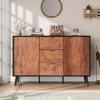Sideboard Buffet Cabinet with Drawers and Shelves, Credenza Storage Coffee Bar with Metal Handles, Robot Vacuum Friendly for Kitchen and Dining