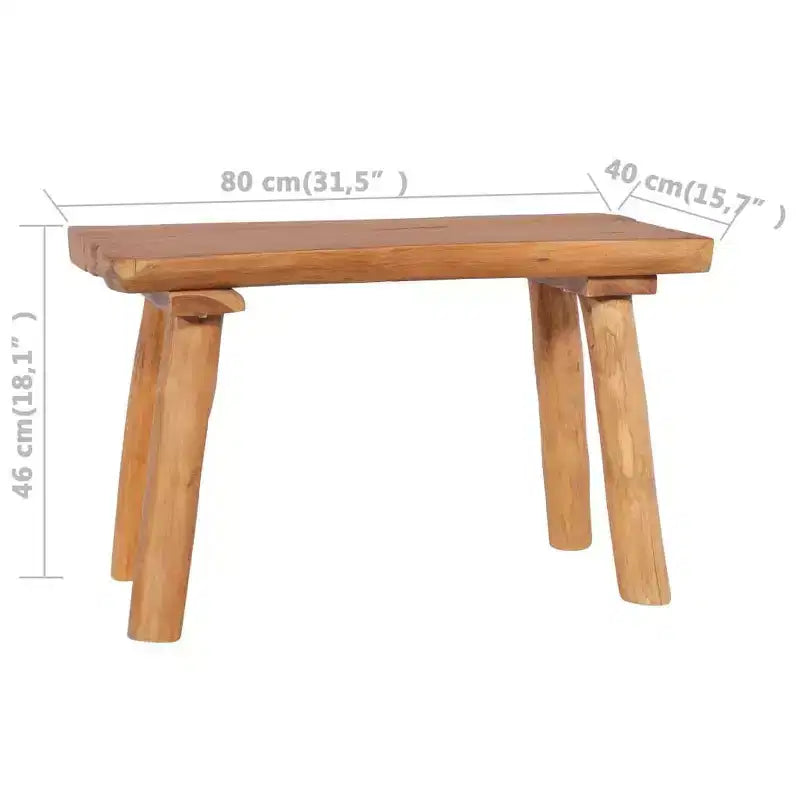 vidaXL Banc de jardin Teck naturel Bois de teck massif 80 cm Durable