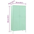 vidaXL Wardrobe Mint Steel 35.4 x 19.7 x 70.9 in Modern Mint Wardrobe