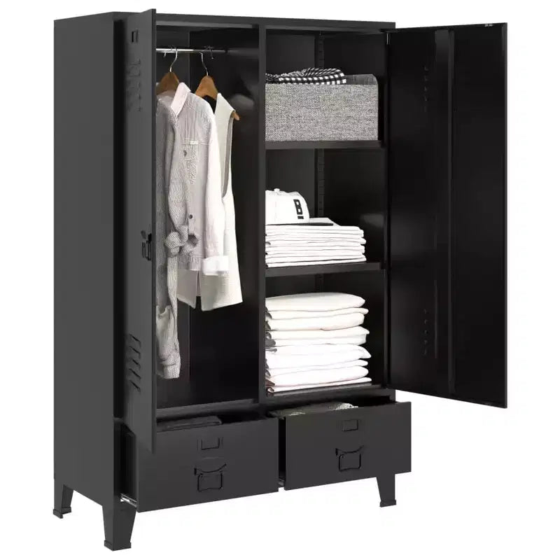 vidaXL Armoire compacte rectangulaire en acier et plastique noirs
