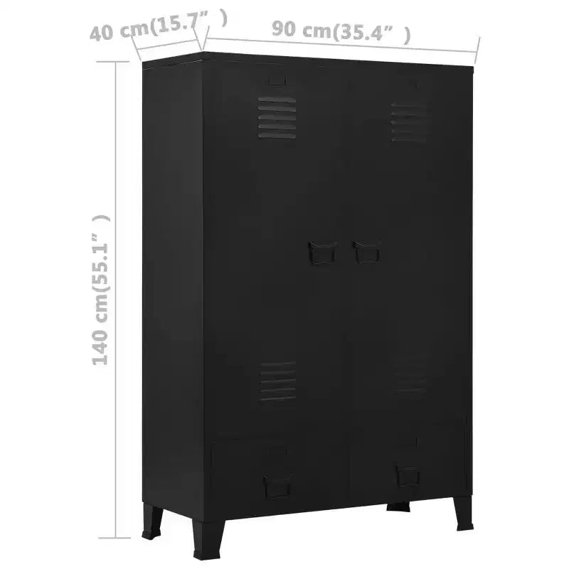 vidaXL Armoire compacte rectangulaire en acier et plastique noirs