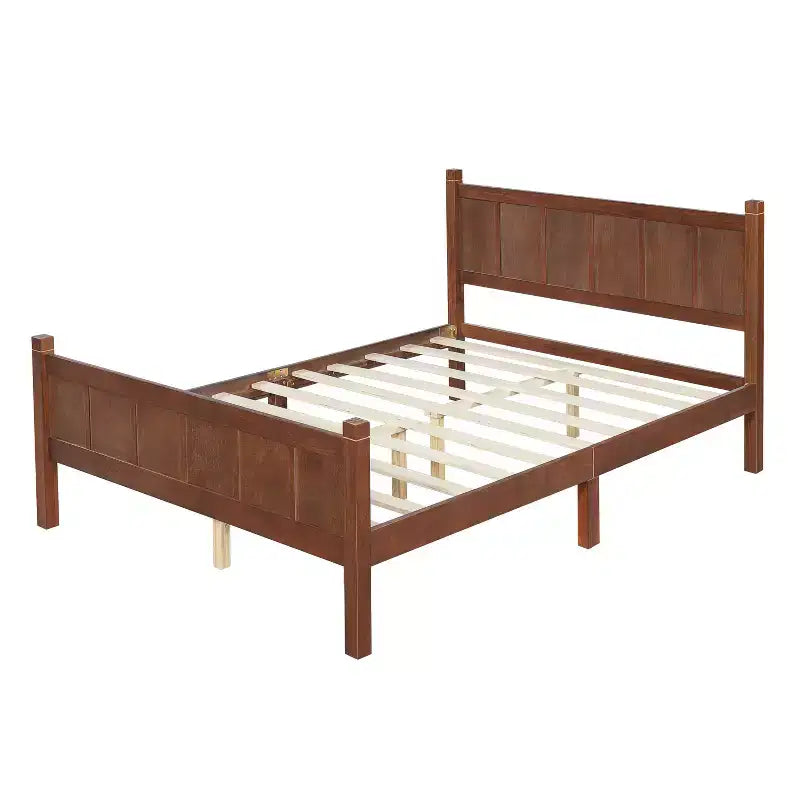 Lit plateforme double FAMYYT avec tête et pied de lit, assemblage facile
