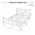 Lit plateforme double FAMYYT avec tête et pied de lit, assemblage facile
