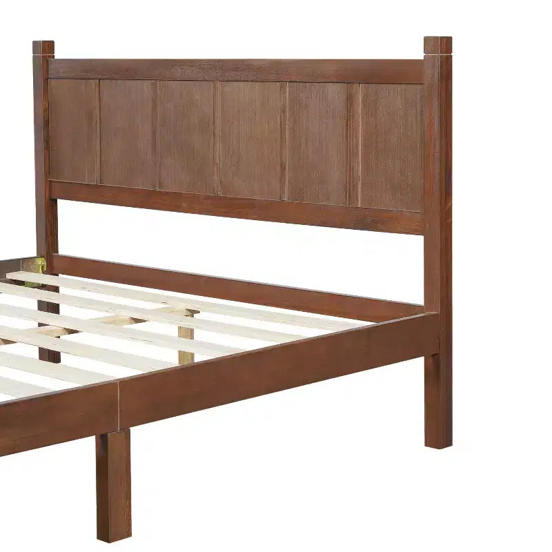 Lit plateforme double FAMYYT avec tête et pied de lit, assemblage facile