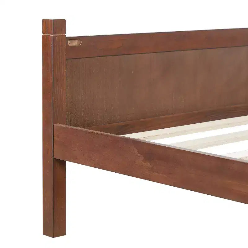 Lit plateforme double FAMYYT avec tête et pied de lit, assemblage facile